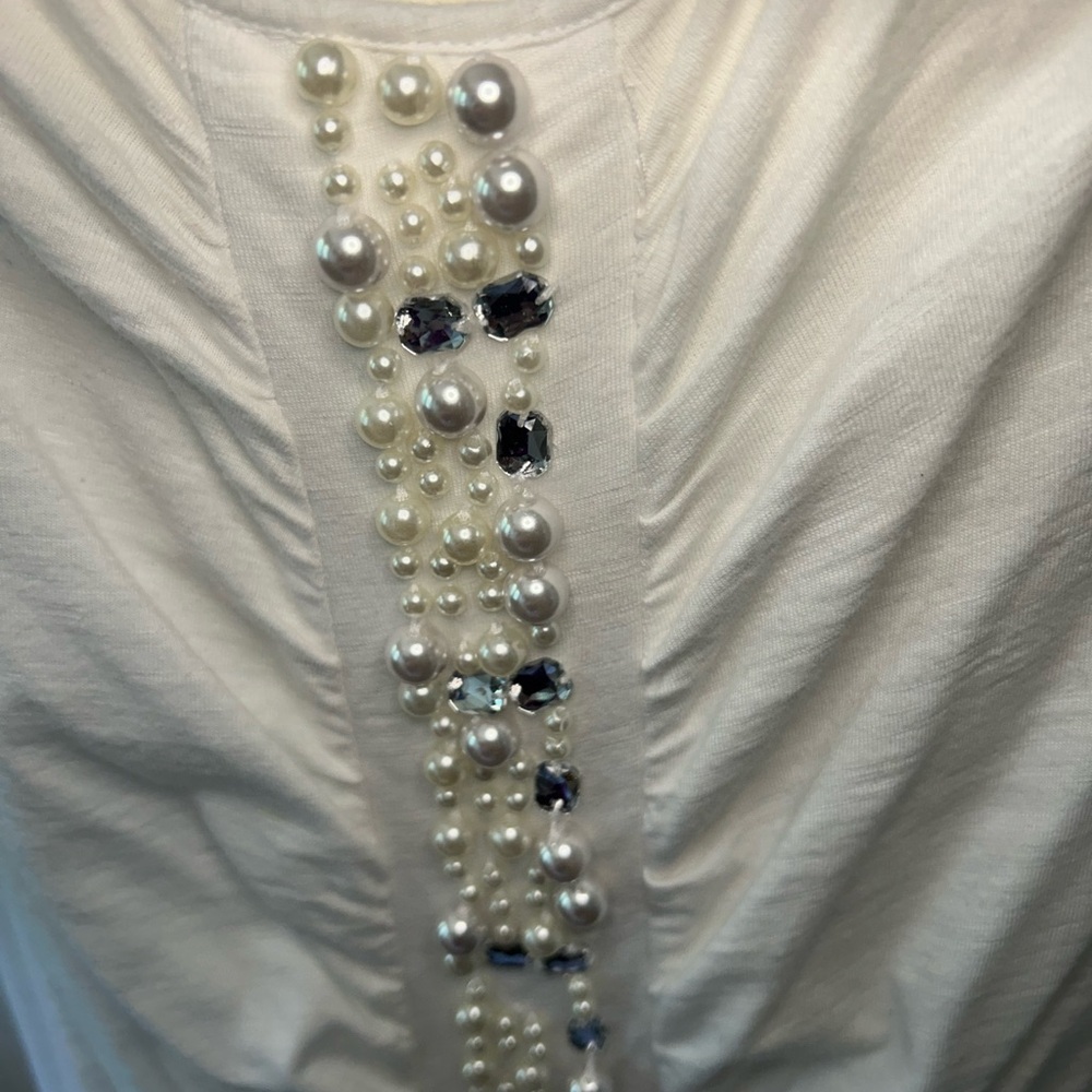 - Inc International Concepts sleeveless white beaded top - Picture 3 of 7